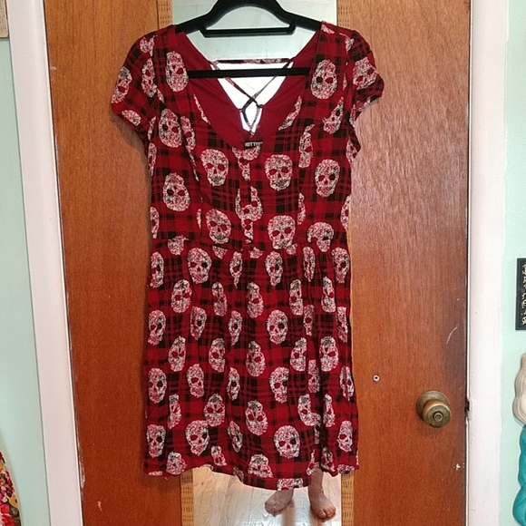 Dresses & Skirts - Plaid skull babydoll dress